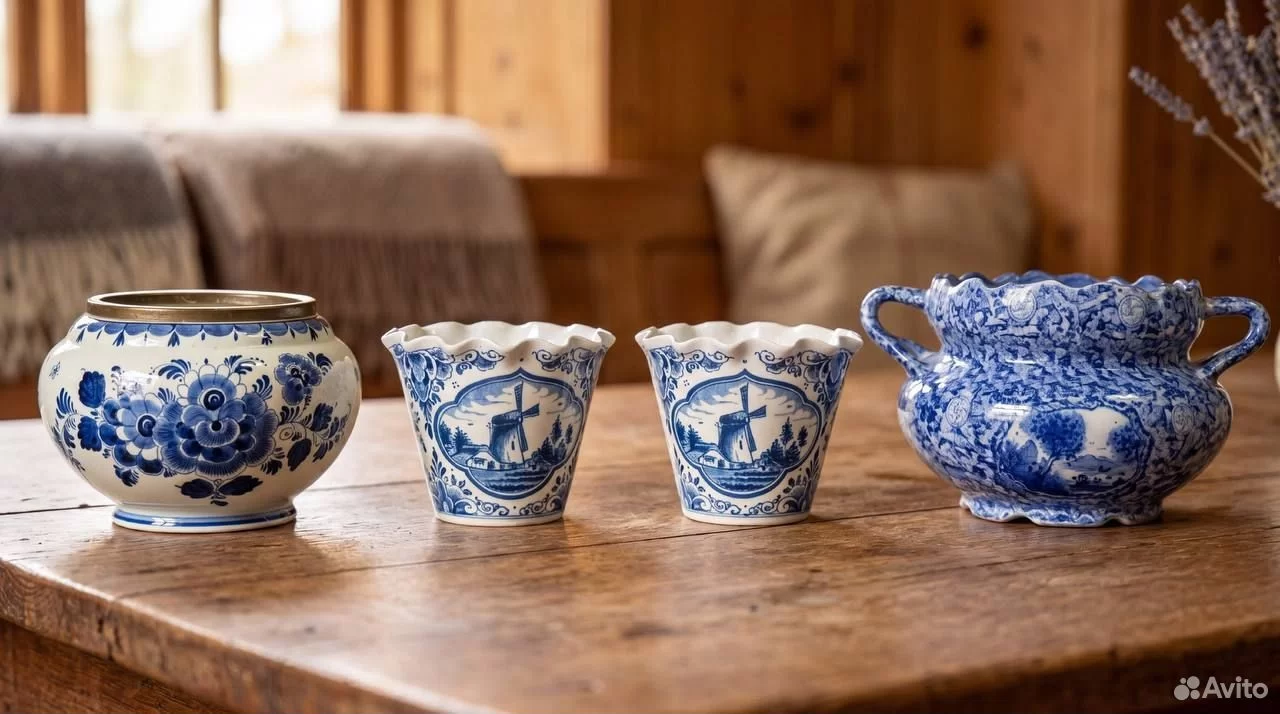 Вазы в стиле Delft 4 шт